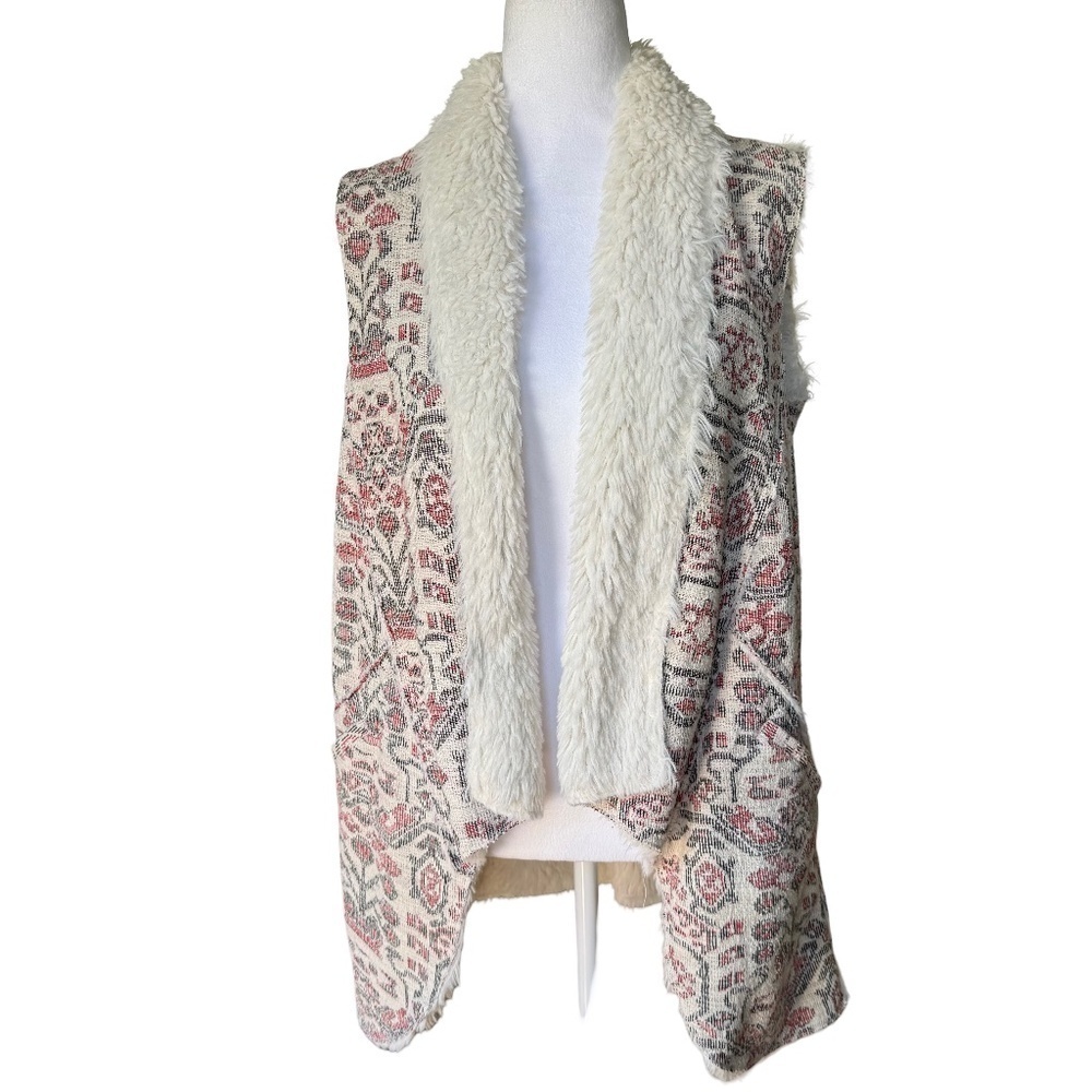 Hei Hei Jacquard Tapestry Faux Fur Lined Vest: see notes on size